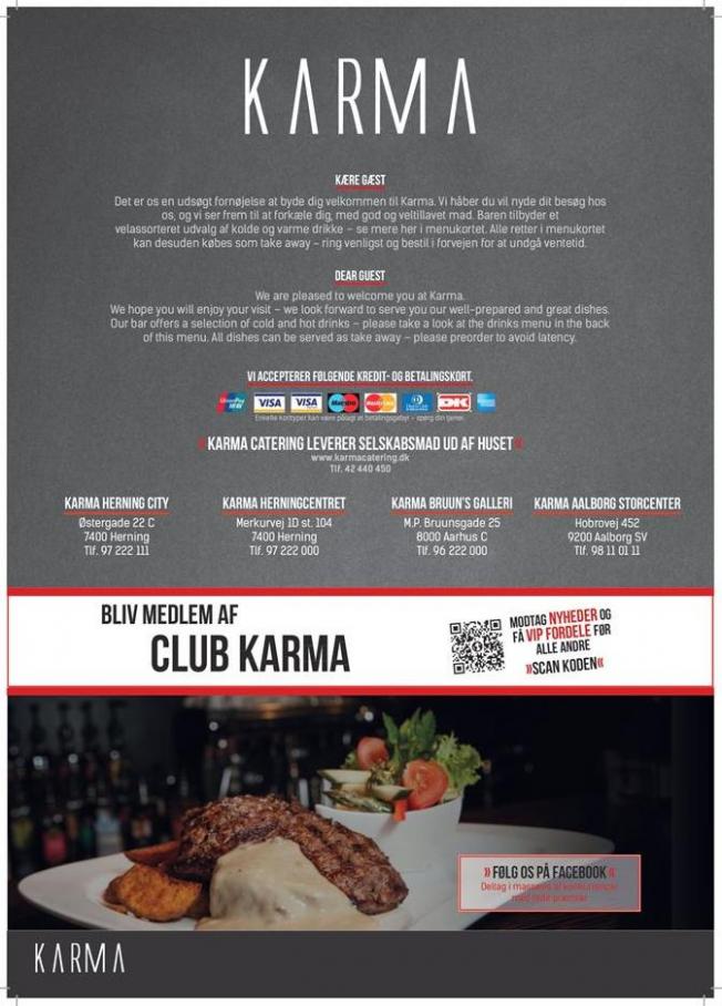 Menukort . Karma Cafe Restaurant (2019-09-30-2019-09-30)