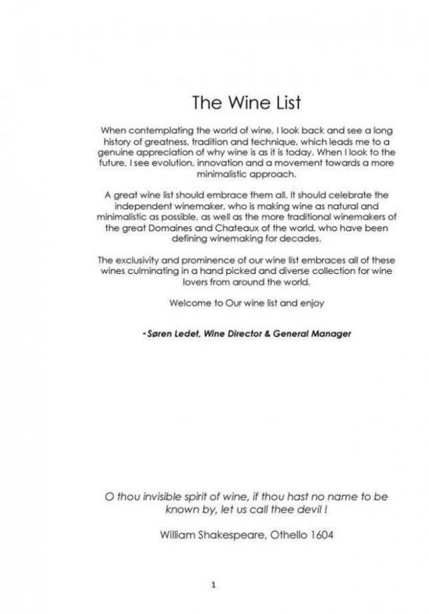 The wine list . Geranium (2019-10-31-2019-10-31)