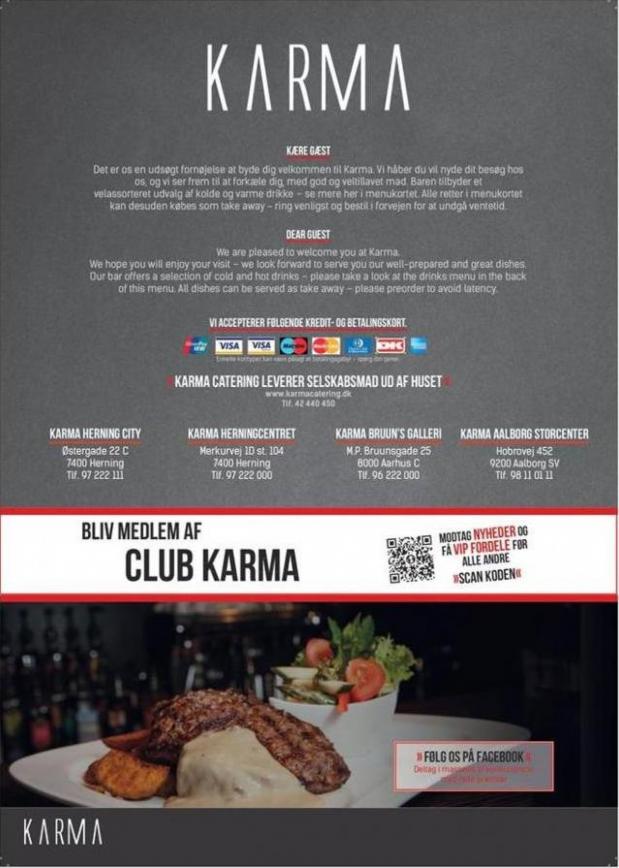 Menukort . Karma Cafe Restaurant (2020-01-31-2020-01-31)