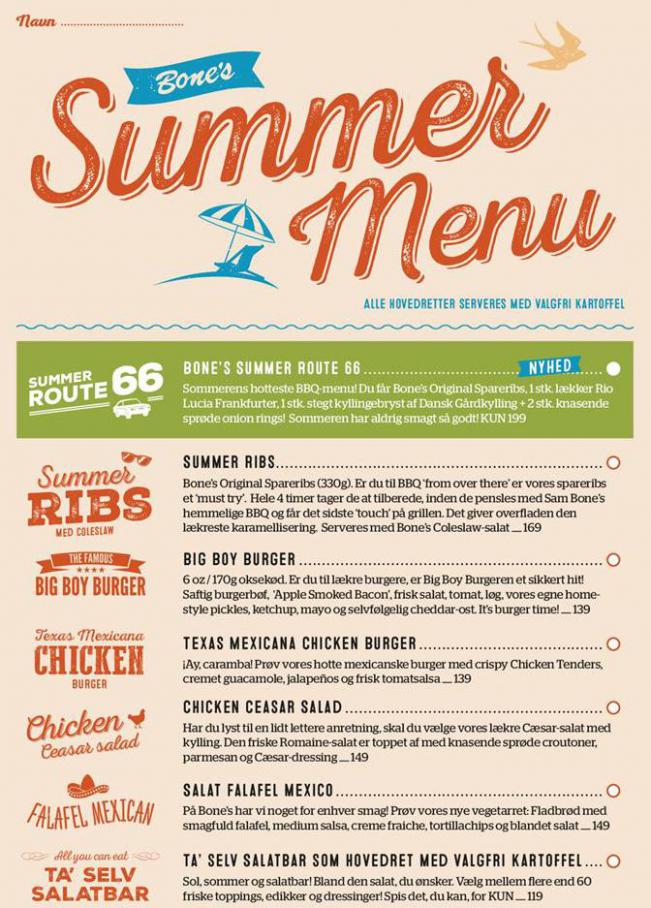 Summer menu . Bone's (2020-08-31-2020-08-31)