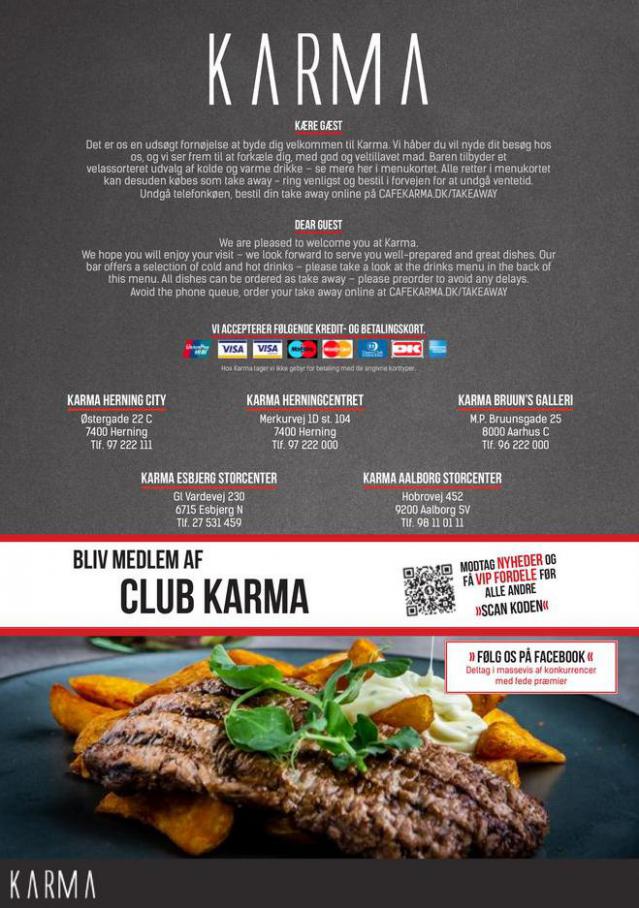Menukort . Karma Cafe Restaurant (2021-04-25-2021-04-25)