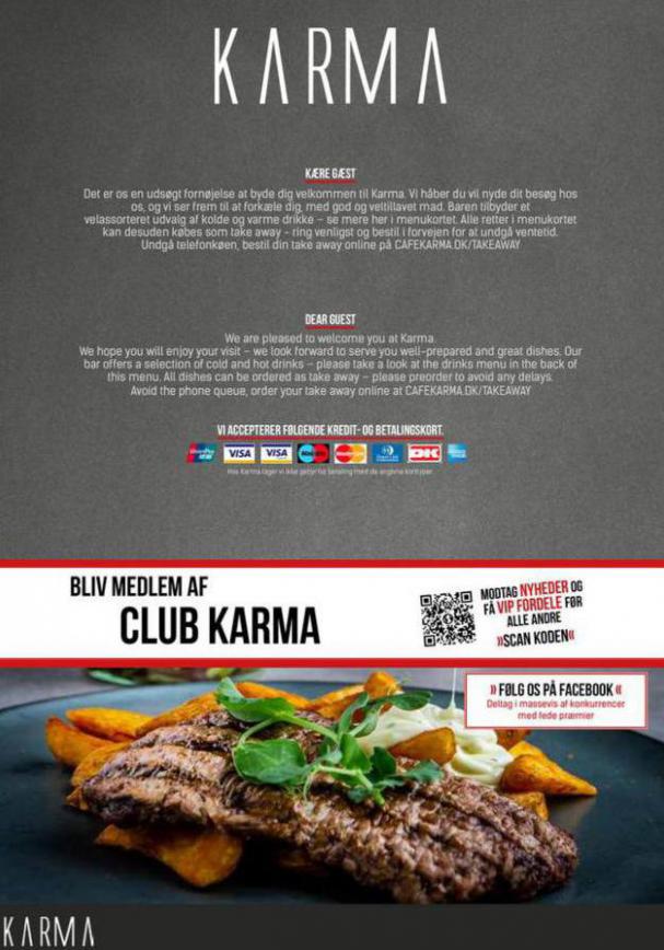 Menukort. Karma Cafe Restaurant (2021-08-31-2021-08-31)