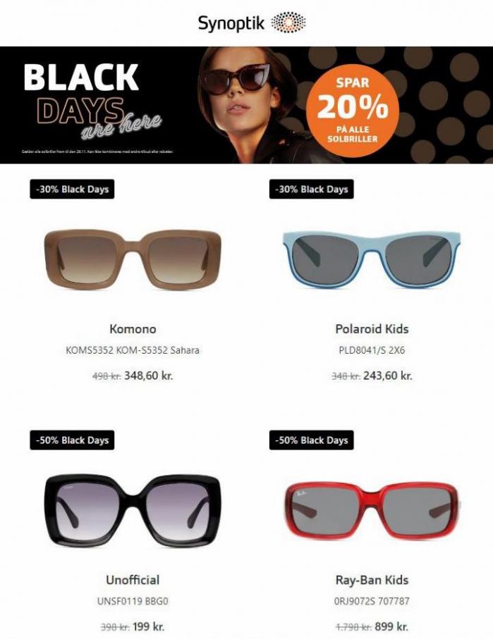 Black Days-Spar min. 20% på alle solbriller. Synoptik (2022-11-28-2022-11-28)
