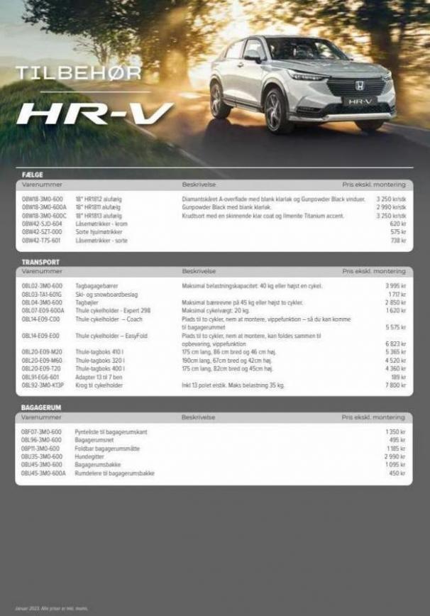 Honda Prisliste Ekstraudstyr HR-V Hybrid. Honda (2024-03-22-2024-03-22)